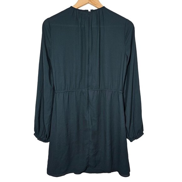 Aritzia Sunday Best Cinched Waist Sheath Mini Dress Pleated Long Sleeve Green 6‎ - Picture 3 of 12